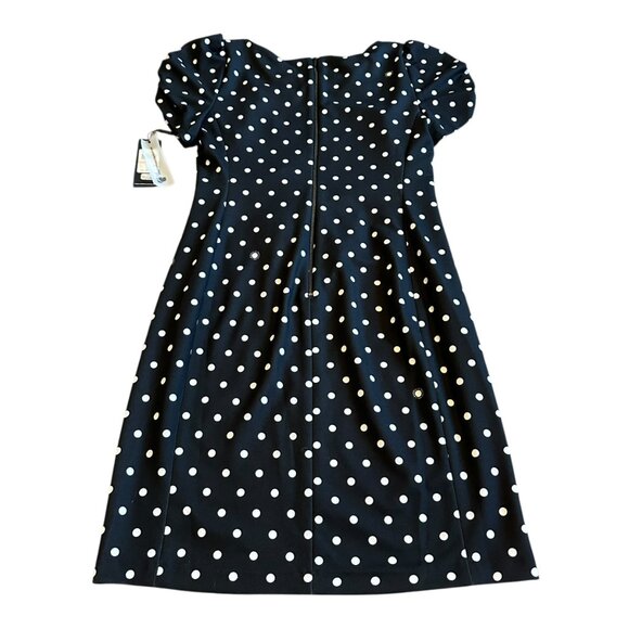 Karl Lagerfeld Black White Polka Dot Dress Short Puff Sleeve Shift Size 10 NWT - Picture 6 of 13